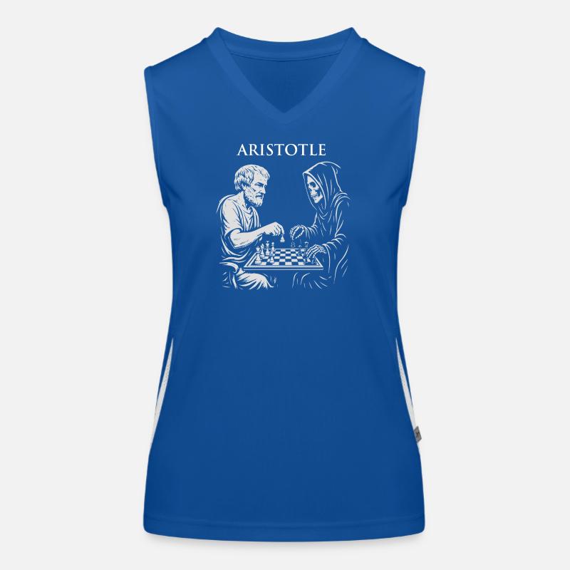 Aristotle and Grim Raper Chess Illustration Women's Functional Contrast Tank Top
