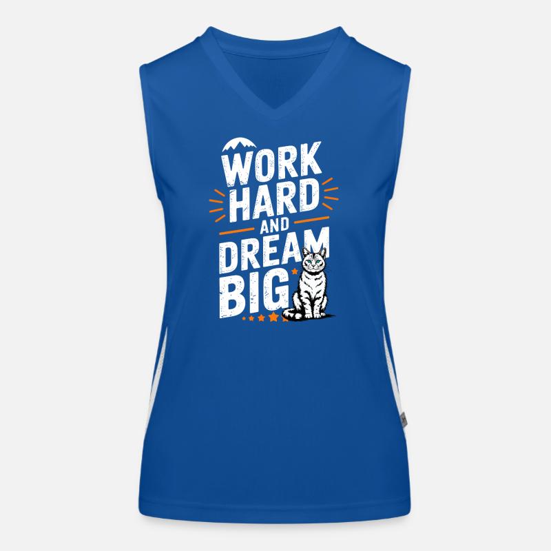 Arbeite hart, träume große Katze Funktionelles Kontrast-Tank Top für Frauen