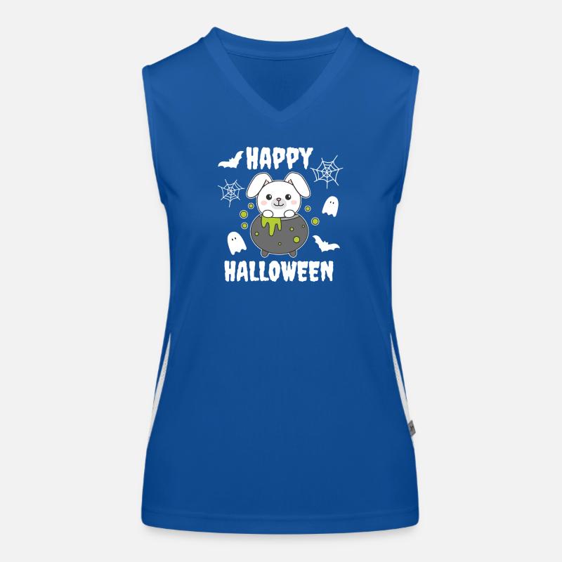 Rabbit Happy Halloween Witch's Cauldron Bat Women's Functional Contrast Tank Top
