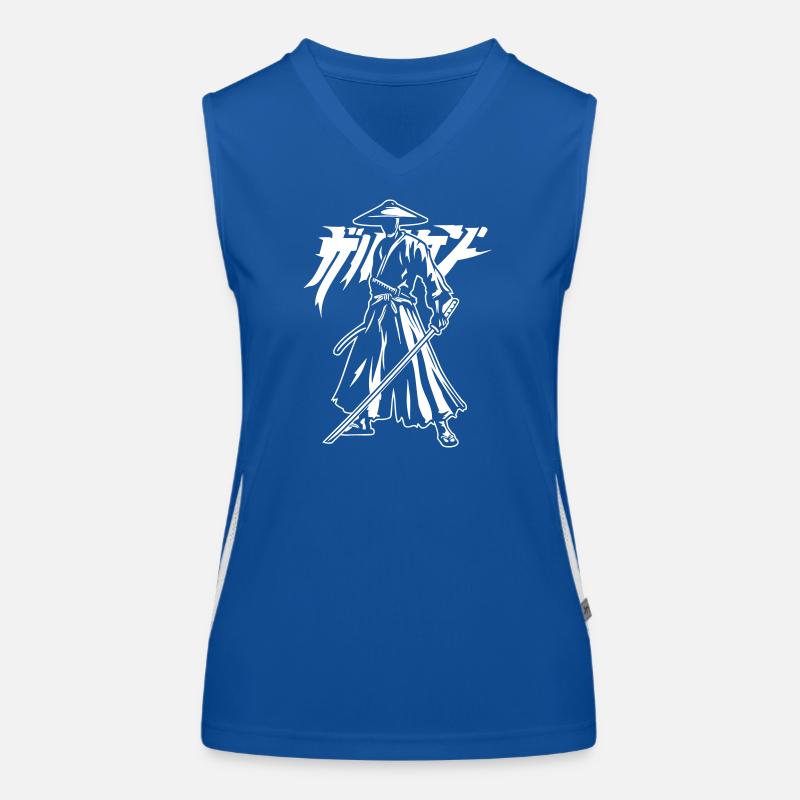 Silhouette de samouraï avec katana et lettrage Débardeur respirant contrasté Femme