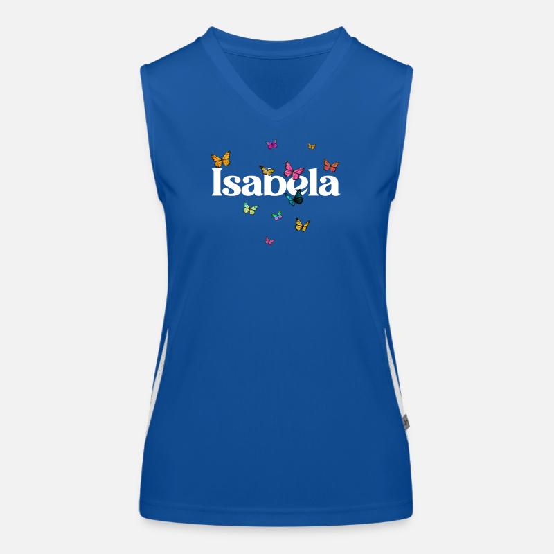 Schöner Mädchenname mit Schmetterlingen ISABELA Funktionelles Kontrast-Tank Top für Frauen