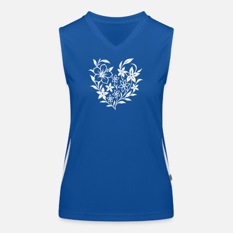Floral heart pattern in white Women's Functional Contrast Tank Top