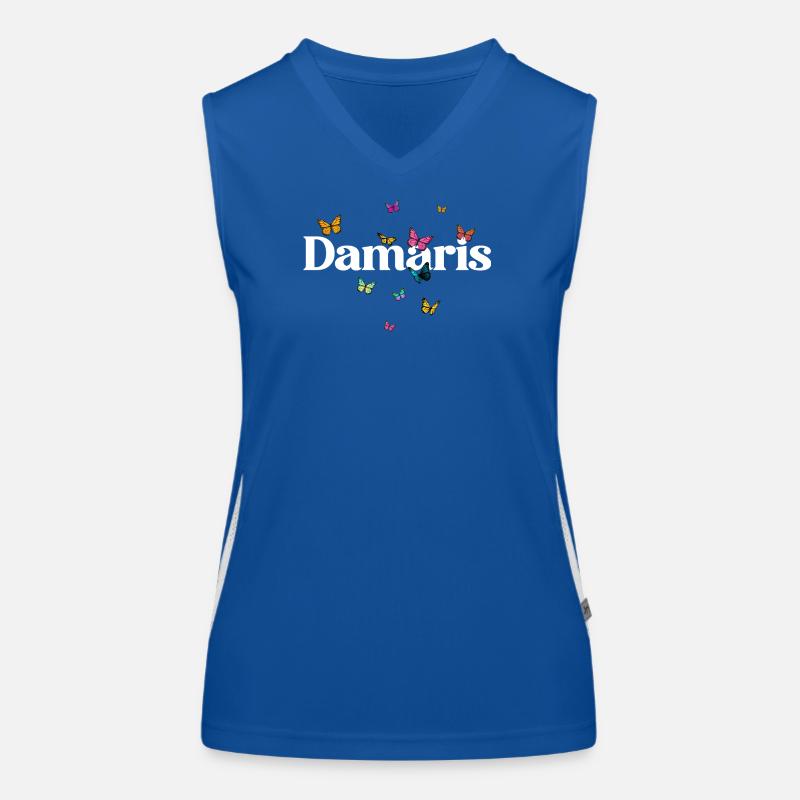 Schöner Mädchenname mit Schmetterlingen DAMARIS Funktionelles Kontrast-Tank Top für Frauen