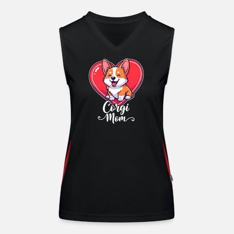 Corgi Mama Herz Motiv Design Geschenk Funktionelles Kontrast-Tank Top für Frauen