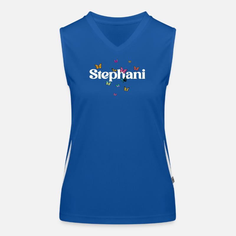 Schöner Mädchenname mit Schmetterlingen STEPHANI Funktionelles Kontrast-Tank Top für Frauen