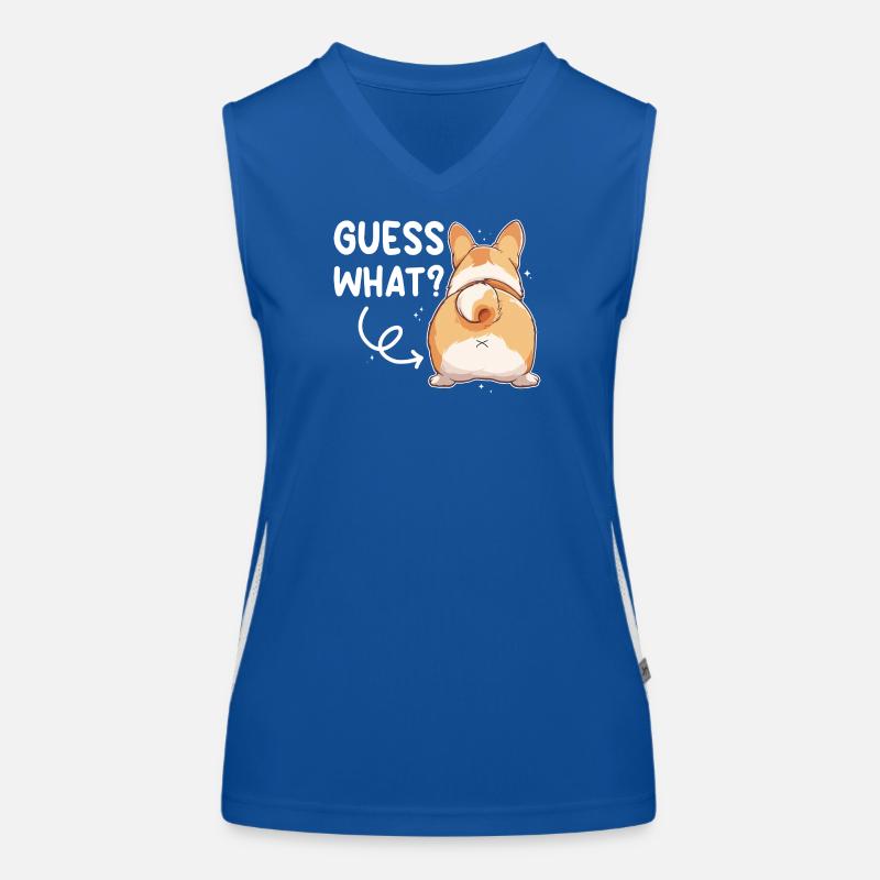 Devinez ce que dit Corgi Butt Débardeur respirant contrasté Femme