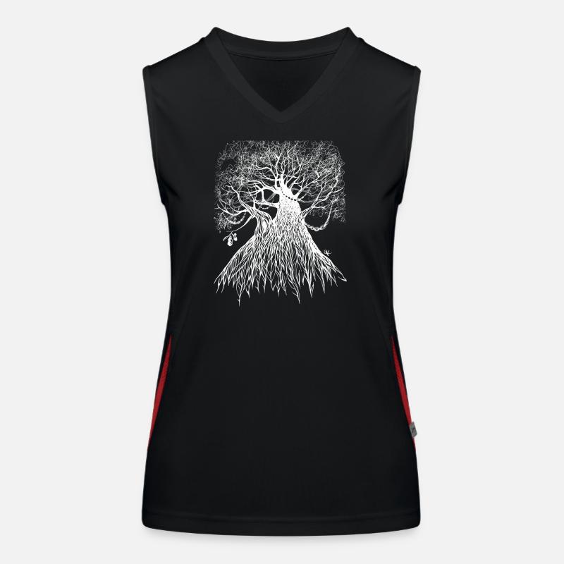 Oak Tree Frog's Eye View Inverted - Women's Functional Contrast Tank Top - black/red