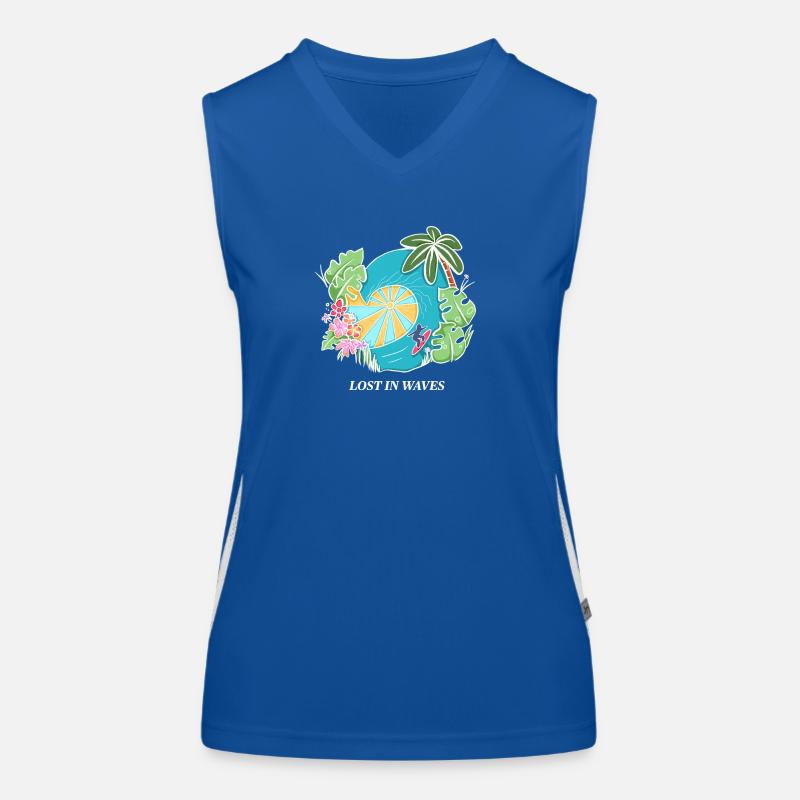 Perdu dans les vagues - Conception de vibrations de surf tropicales Débardeur respirant contrasté Femme