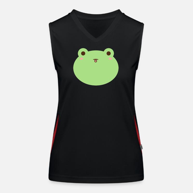 Cute Frog Cartoon Face Design Women's Functional Contrast Tank Top
