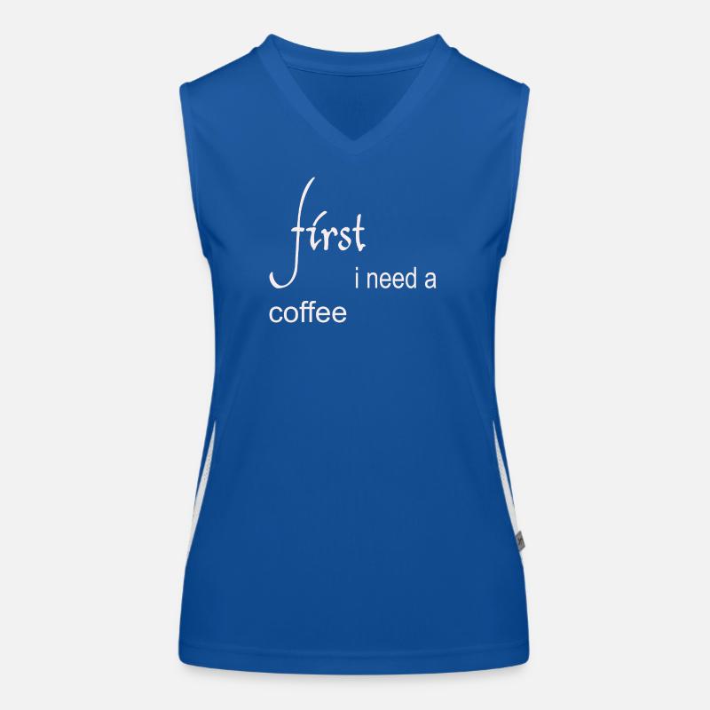 First I Need a Coffee Design Funktionelles Kontrast-Tank Top für Frauen