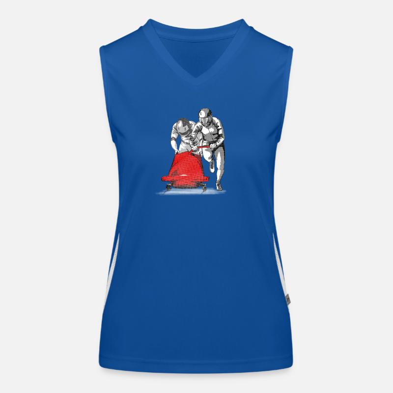 Bobfahrer beim Anschieben am Start Funktionelles Kontrast-Tank Top für Frauen