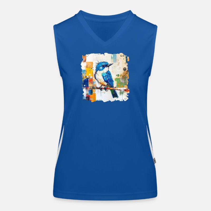 Blauer Vogel im Farbblock-Abstract Funktionelles Kontrast-Tank Top für Frauen