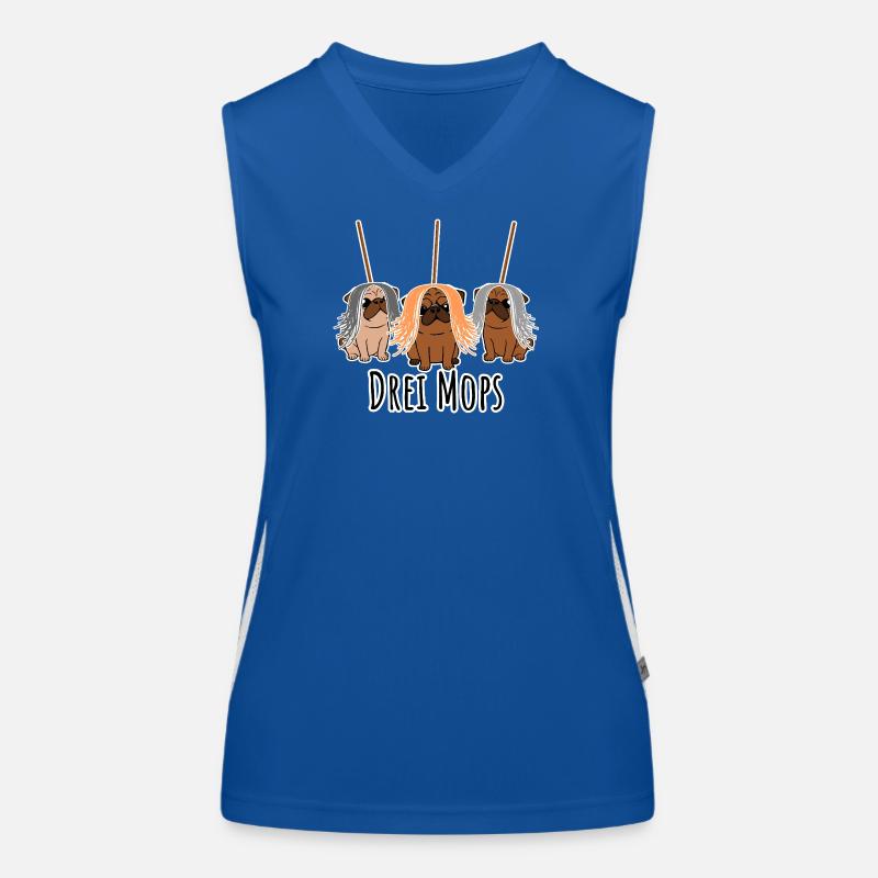 Zwei Mops - Hunde oder Putzgeräte? Hunde Humor? Funktionelles Kontrast-Tank Top für Frauen