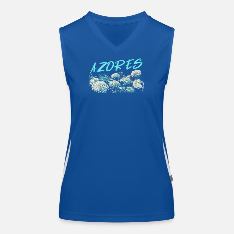 Azores Hydrangea, Blue Hydrangeas Women's Functional Contrast Tank Top
