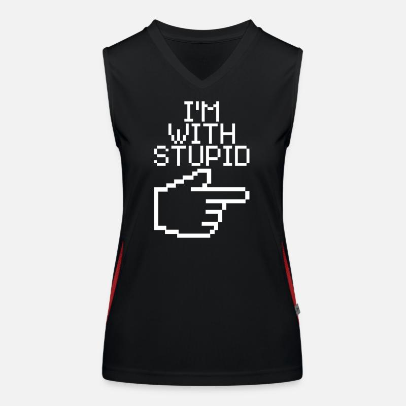 Je suis avec Stupid – Lustiger IT Spruch Débardeur respirant contrasté Femme