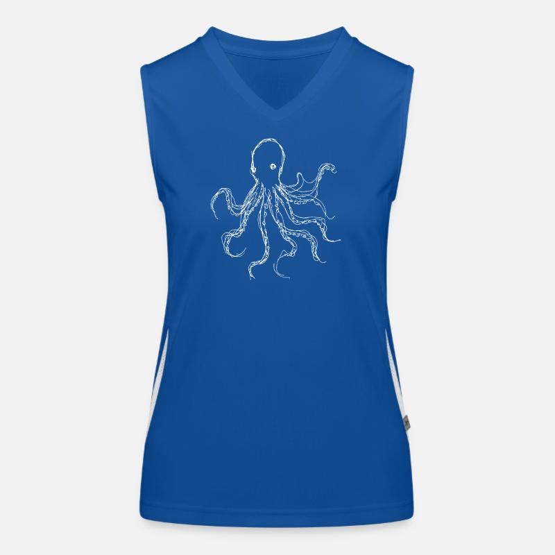 Bold Ink Octopus Line Art Women's Functional Contrast Tank Top