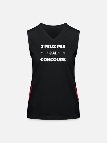 J'peux pas j'ai concours - Débardeur respirant contrasté Femme - noir/rouge - Devant