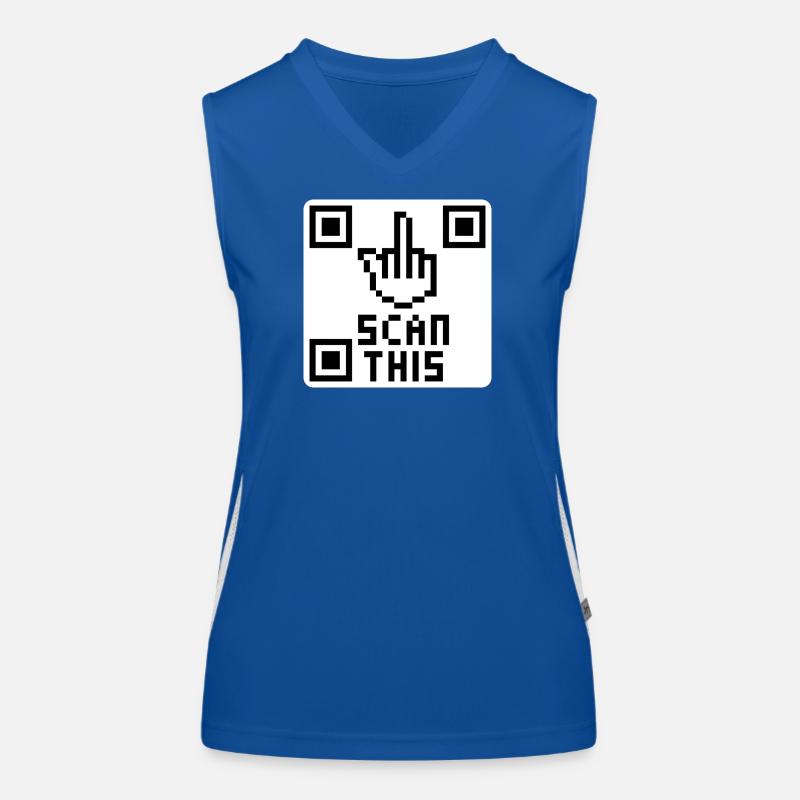 QRcode middle finger Women's Functional Contrast Tank Top