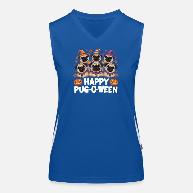 Mops-O-Ween Hexenhut Möpse Funktionelles Kontrast-Tank Top für Frauen