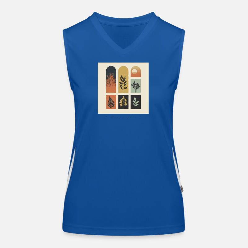 Autumn Botanicals Grid Women's Functional Contrast Tank Top