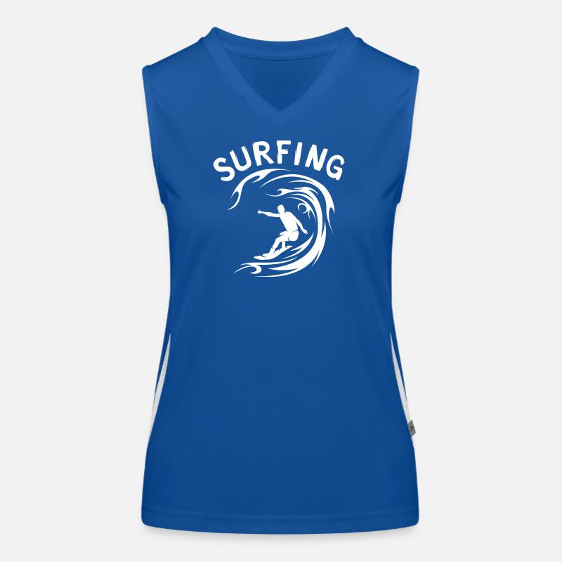 Surfing Wave Surfer Design Women's Functional Contrast Tank Top