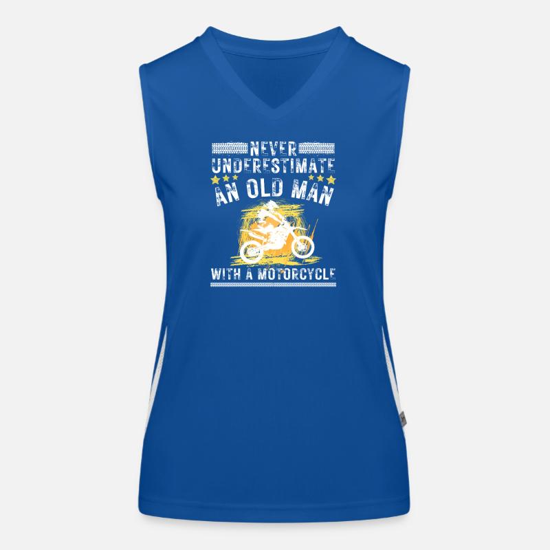 Old Man With Motorcycle Women's Functional Contrast Tank Top