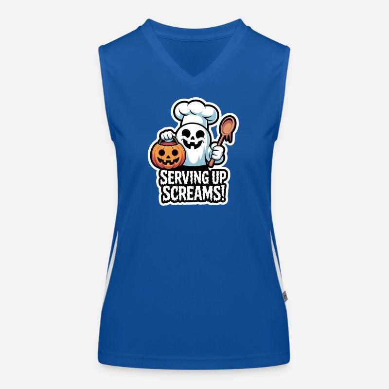 Chef Boo – Spooky Cute Halloween Ghost Spoon Funktionelles Kontrast-Tank Top für Frauen