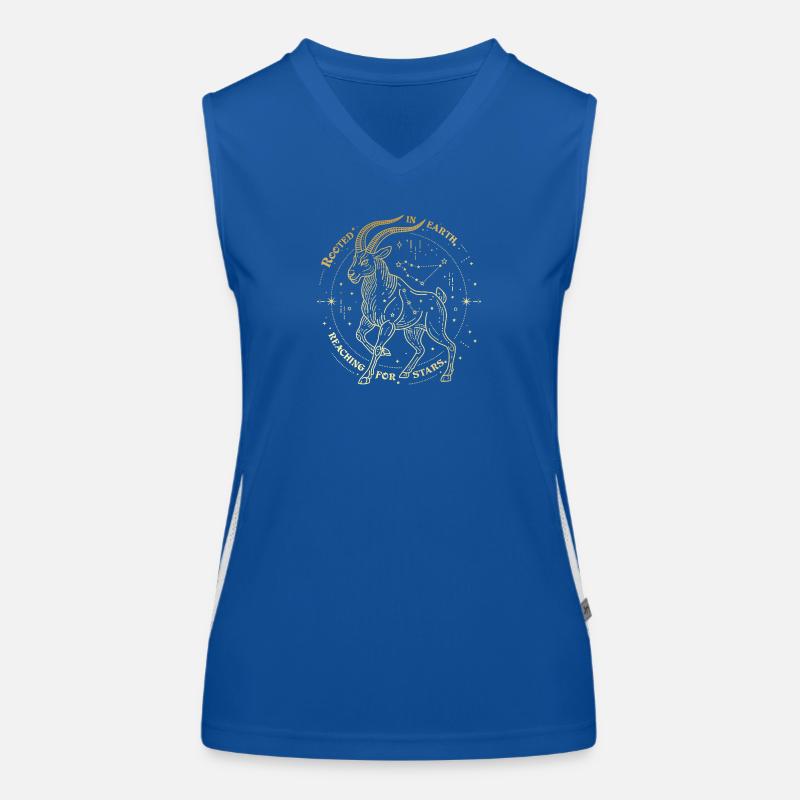 Steinbock Sternzeichen Geschenk – Erde & Sterne Design Funktionelles Kontrast-Tank Top für Frauen