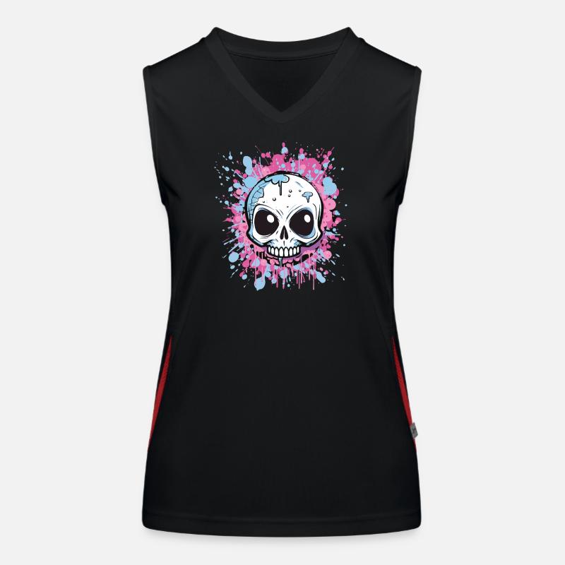 Neon Splatter Schädel Kunst Funktionelles Kontrast-Tank Top für Frauen