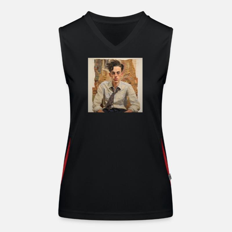 Patchwork Portrait Vintage Funktionelles Kontrast-Tank Top für Frauen