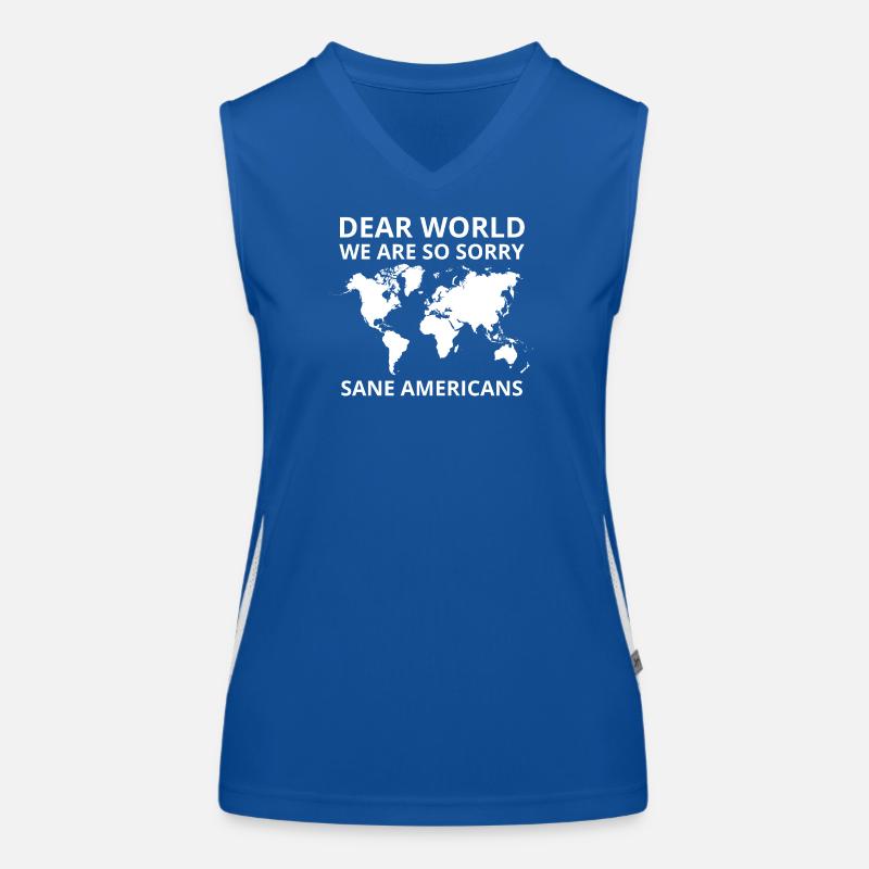 Dear World We Are So Sorry Protest Graphic Women's Functional Contrast Tank Top