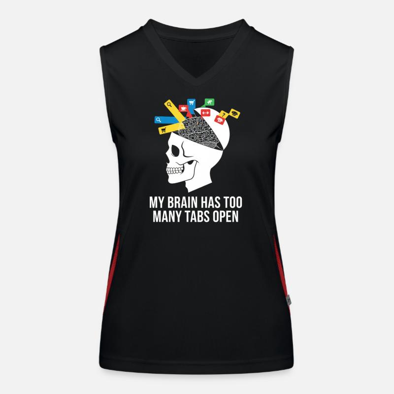 Tabs Open Skull Brain Meme Women's Functional Contrast Tank Top