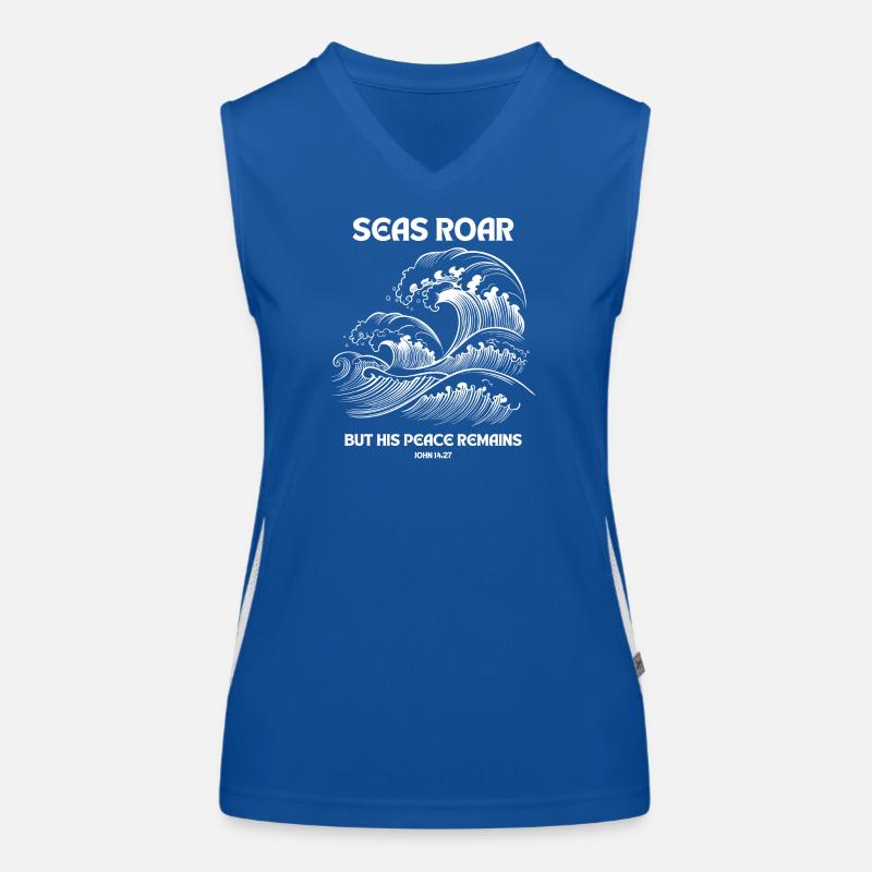 Seas Roar - Johannes 14:27 Design Funktionelles Kontrast-Tank Top für Frauen
