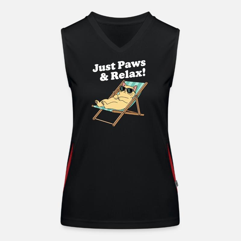Relax cat in deck chair Women's Functional Contrast Tank Top
