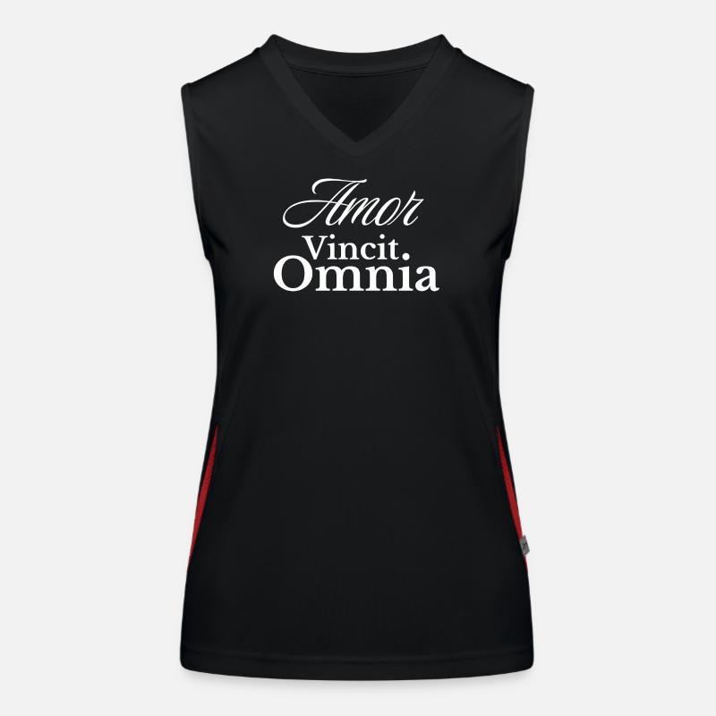 Amor Vincit Omnia Script - Women's Functional Contrast Tank Top - black/red