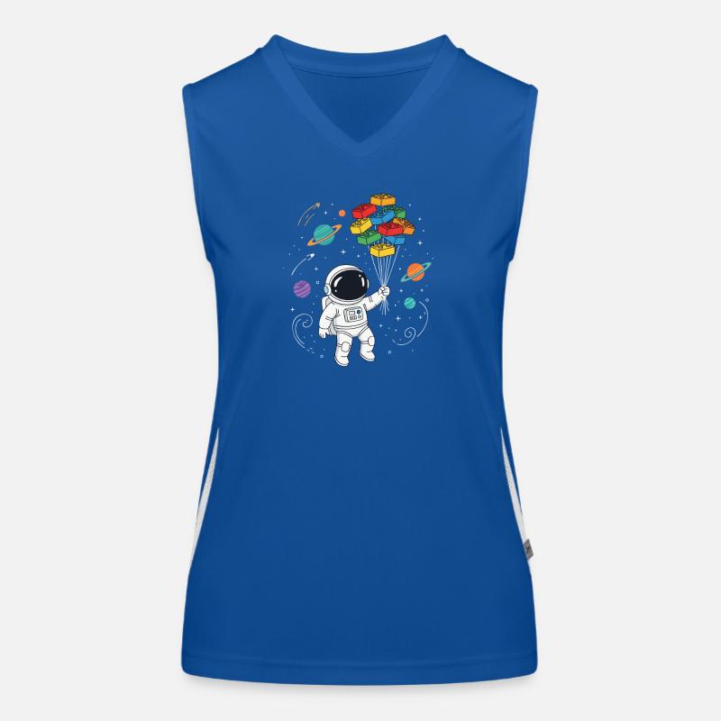 Astronaut Bausteine Space Brick Builder Funktionelles Kontrast-Tank Top für Frauen