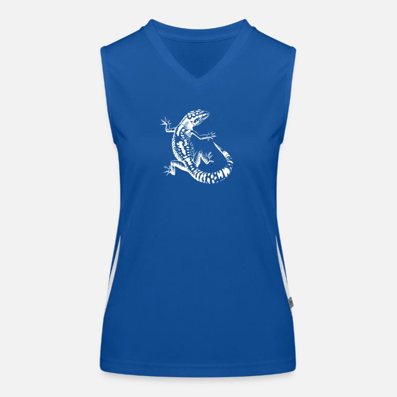Schwarzweiß Echse Silhouette Leopardgecko Funktionelles Kontrast-Tank Top für Frauen