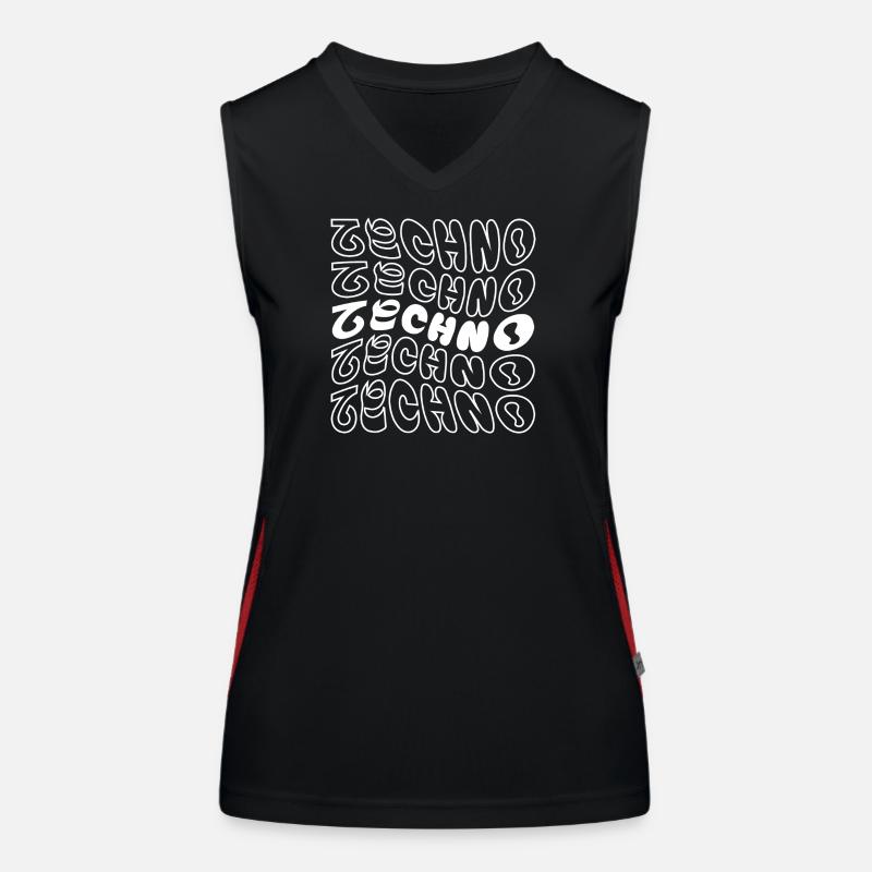 techno wavy geometric logo design Women's Functional Contrast Tank Top