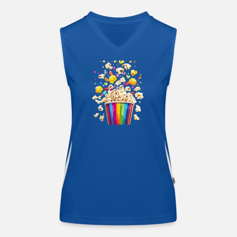 Explosion de pop-corn coloré de tasse arc-en-ciel Débardeur respirant contrasté Femme