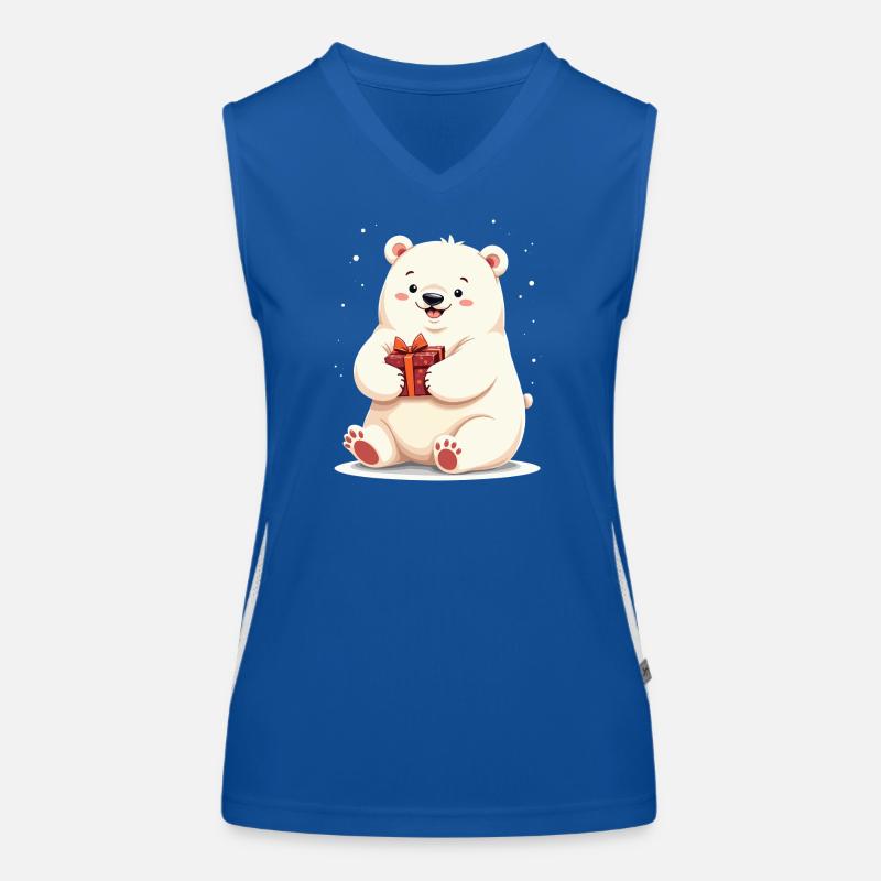 Niedlicher Eisbär mit Geschenkillustration Funktionelles Kontrast-Tank Top für Frauen