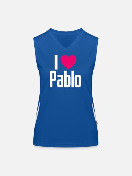 J’aime Pablo Coeur Rose J’aime Pablo - Débardeur respirant contrasté Femme - bleu/blanc - Devant