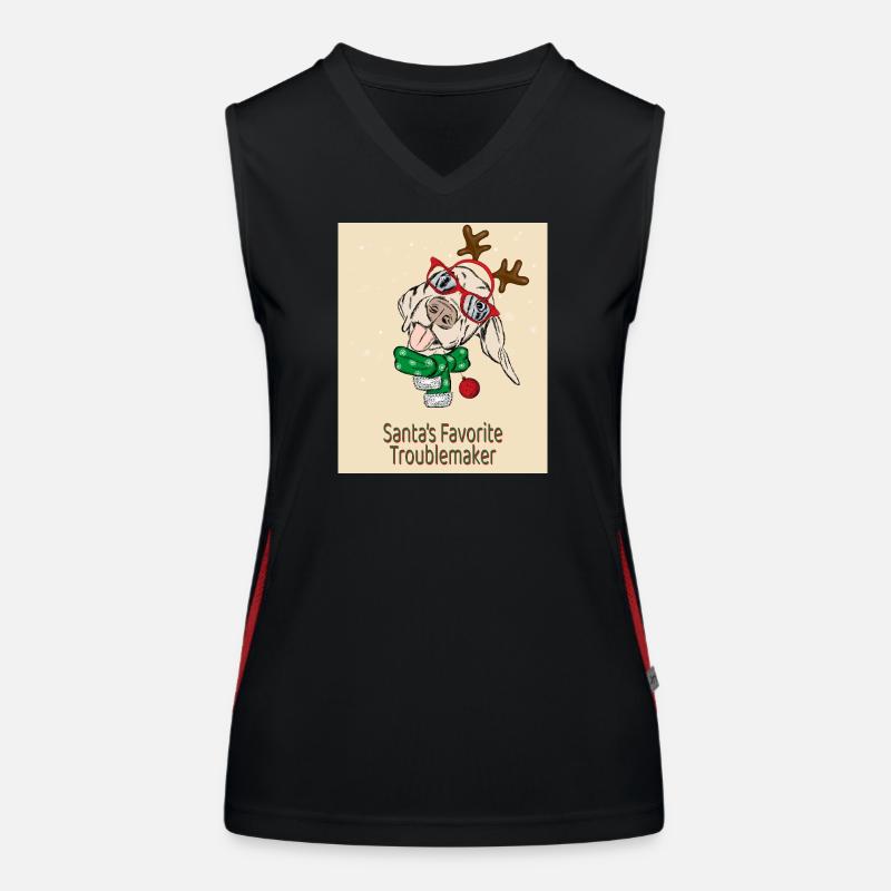 Santa's Favorite Troublemaker – Funny Dog Women's Functional Contrast Tank Top