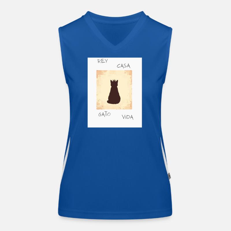 King Cat in Silhouette with Crown Women's Functional Contrast Tank Top