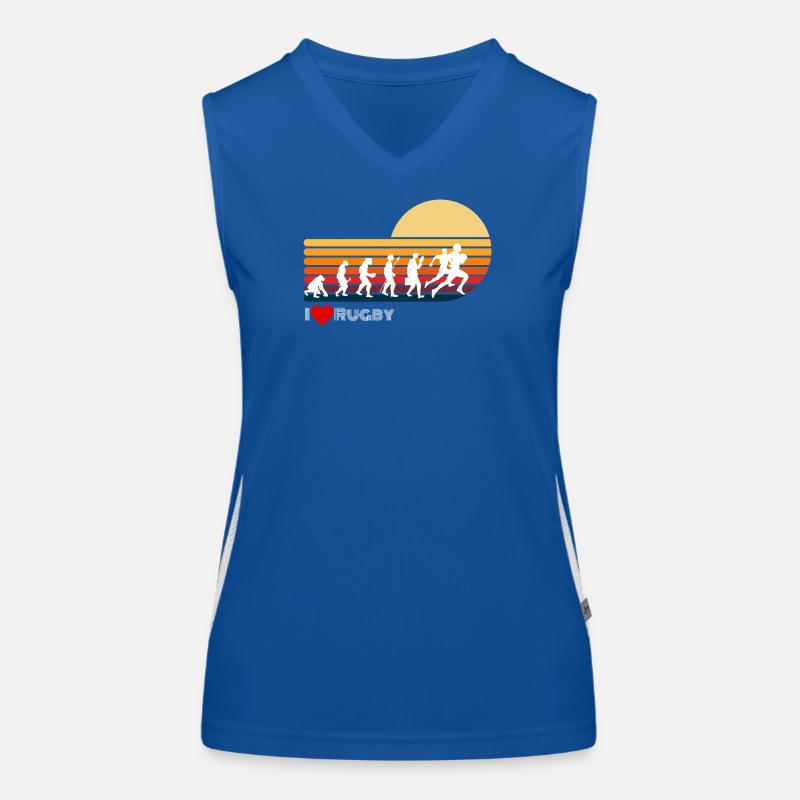 Rugby Rétro Evolution Coucher de soleil Débardeur respirant contrasté Femme