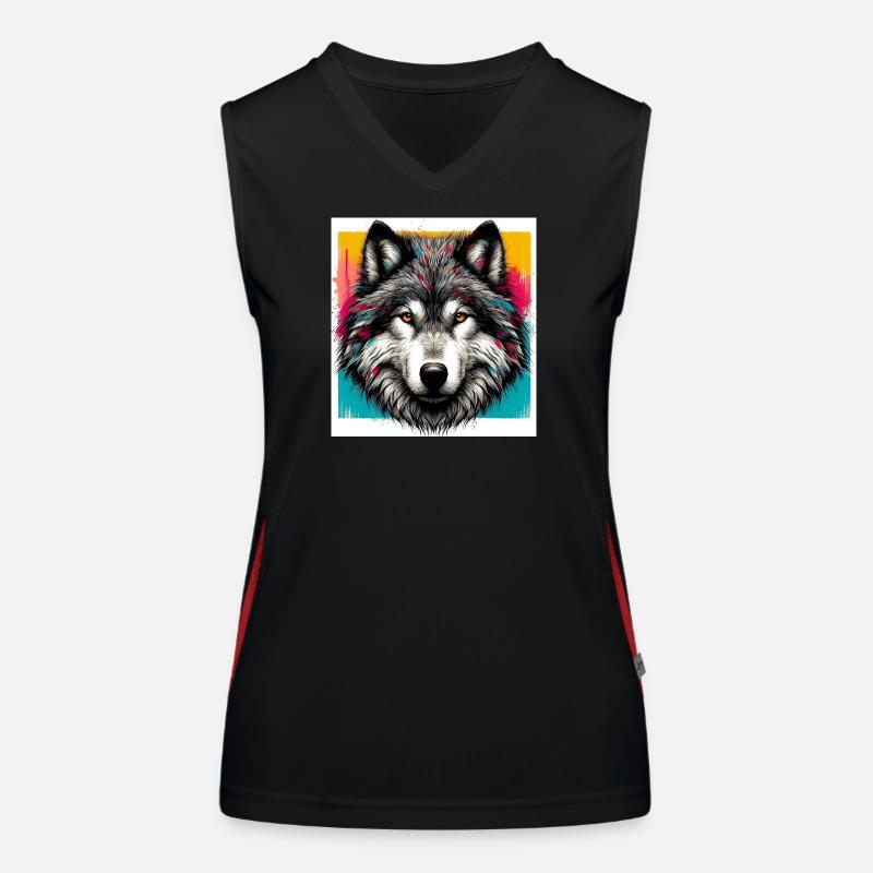 Wolf - Women's Functional Contrast Tank Top - black/red