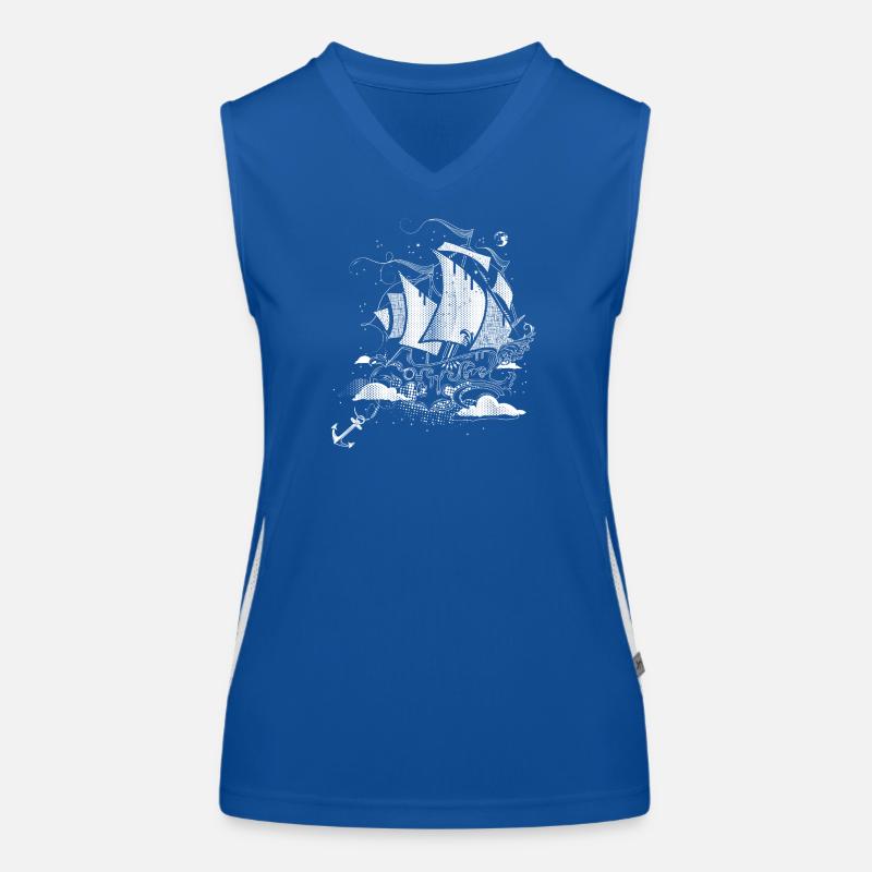 Fantastisches Segelschiff  Retro-Illustrationsstil Funktionelles Kontrast-Tank Top für Frauen