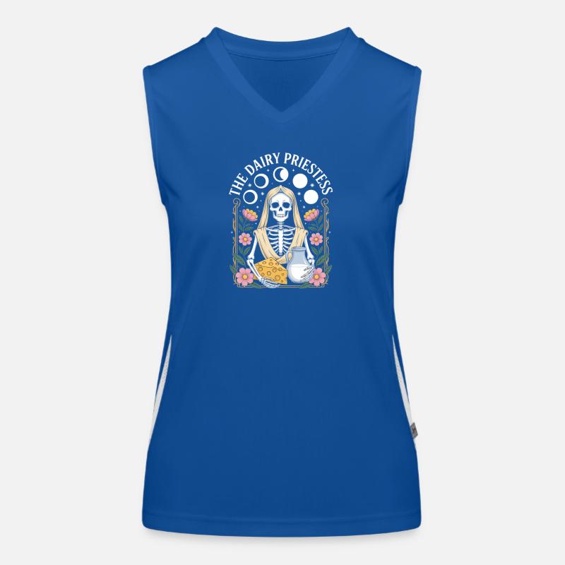 The Dairy Priestess Skeleton Cheese Milk Moon Phases Women's Functional Contrast Tank Top