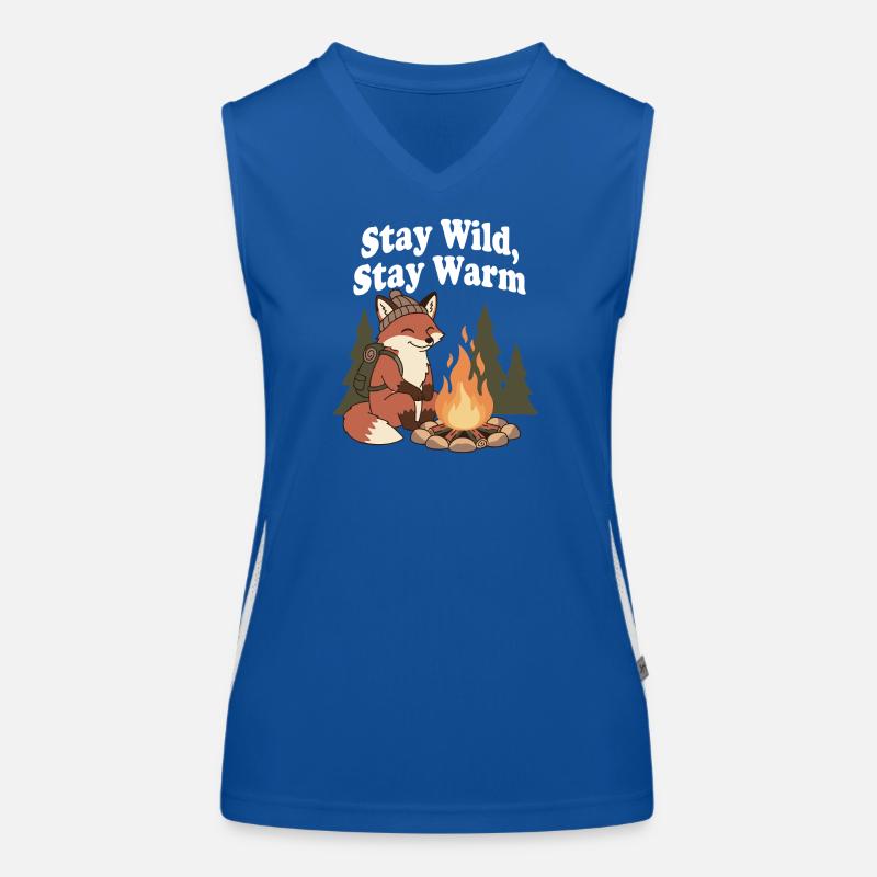 Bleib Wild, Bleib Warm am Lagerfeuer Funktionelles Kontrast-Tank Top für Frauen