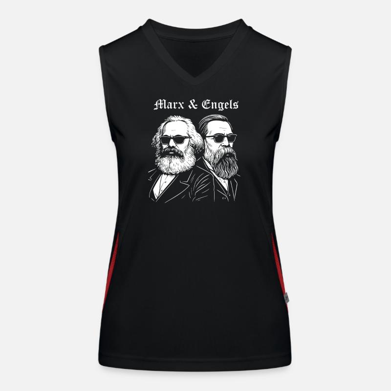Marx & Engels with black Sunglasses Women's Functional Contrast Tank Top