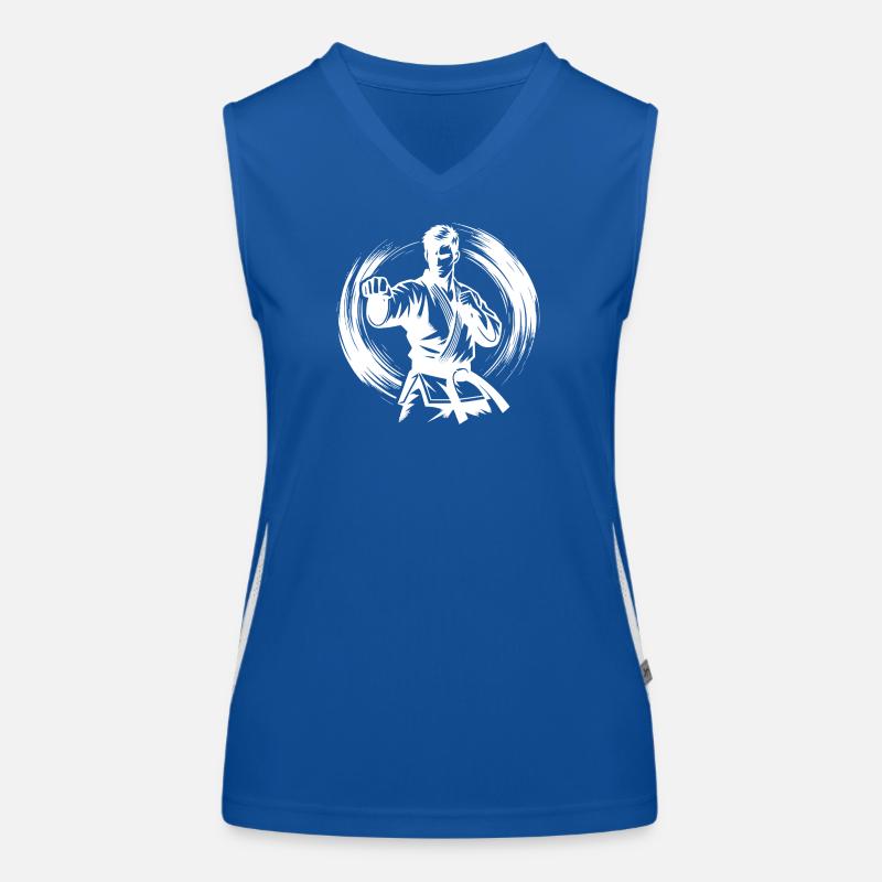 Dynamische Kampfpose Perfekte Karate Silhouette Funktionelles Kontrast-Tank Top für Frauen